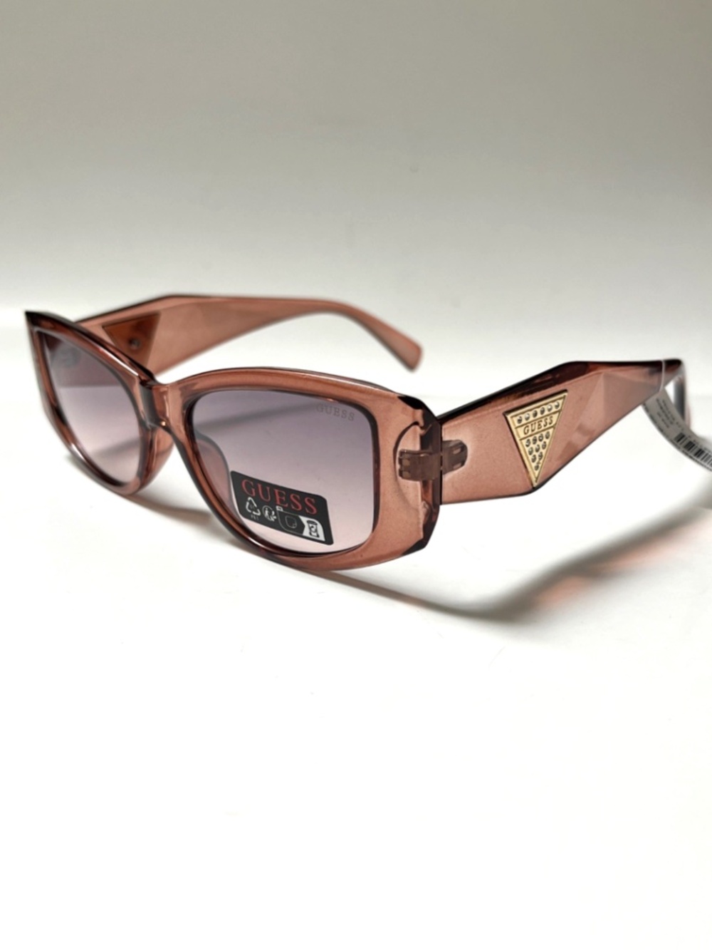 New GUESS Slim Geo Sunglasses GO00086 AcetatePink Gold Logo Rhinestone